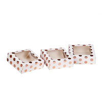 Rose Gold Polka Dot Small Square Treat Boxes with Window Foil