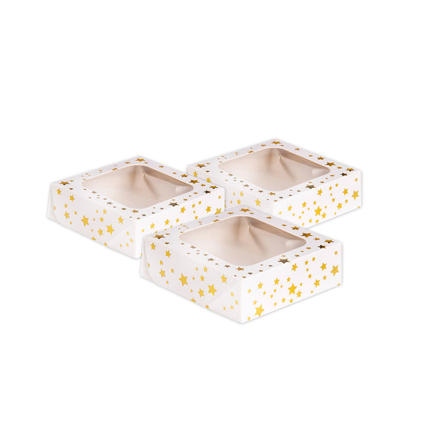 Gold Star Small Square Treat Boxes with Window Foil