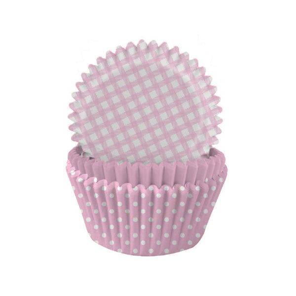 Pastel Pink Gingham & Polka Mix Cupcake Cases