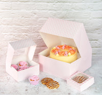 Pink Gingham Small Square Treat Boxes with Window