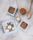 Blue Gingham Square Treat Boxes with Window