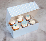 Blue Gingham Cupcake Box for 6 Cupcakes