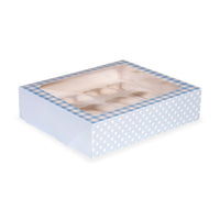 Blue Gingham Cupcake Box for 12 Cupcakes