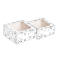 Silver Snowflake Square Treat Boxes with Window Foil
