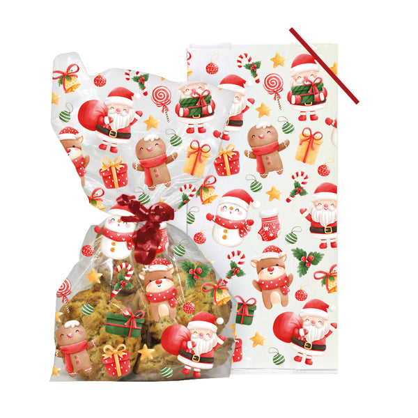 Santa and Friends Cello Treat Bags with Twist Ties