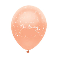 On Your Christening Latex Balloons Rose Gold Pearlescent All Round Print