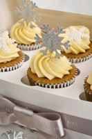 Glitter Snowflake Cupcake Toppers Silver